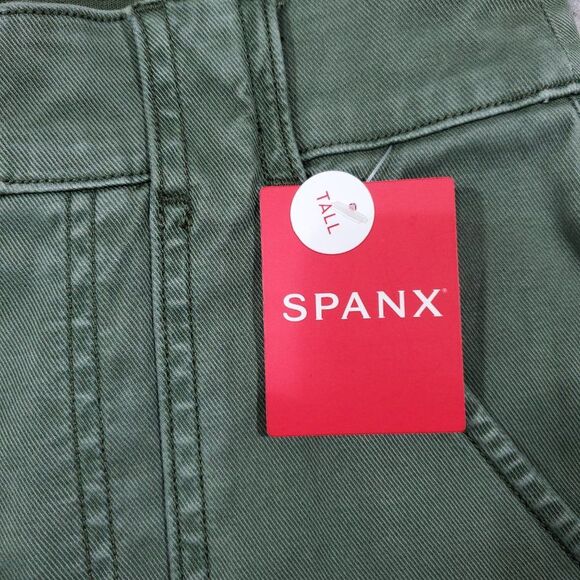 READ Spanx Tall Stretch Twill Ankle Cargo Pant Women's Size XS Green Pull On - Picture 5 of 13